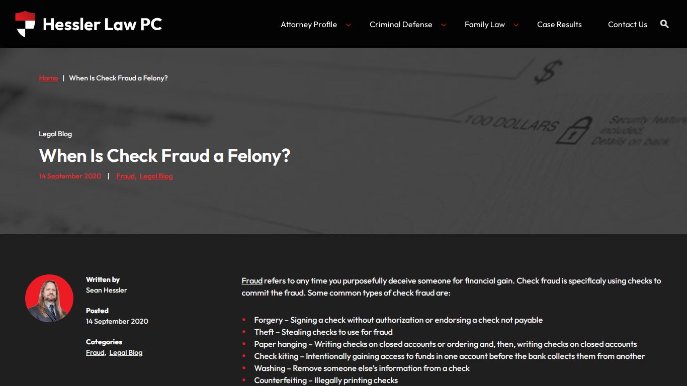 When Is Check Fraud a Felony? | Hessler Law